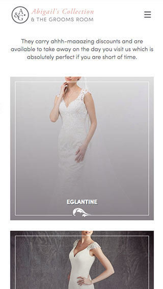 Abigail's Collection website on mobile