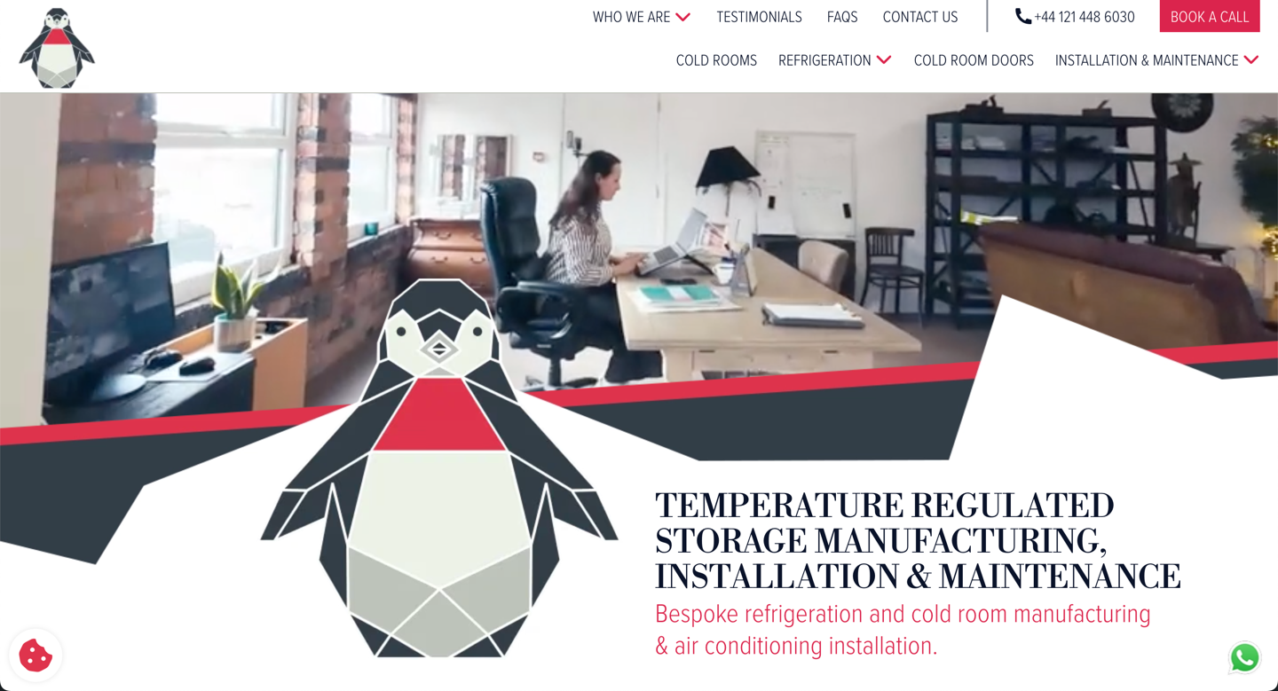 Alliance Refrigeration website on desktop