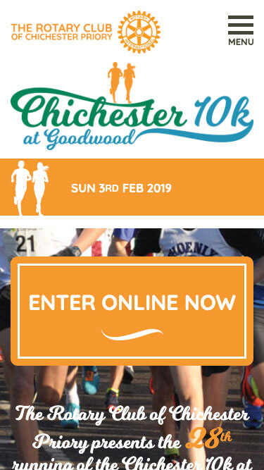 Chichester 10k website on mobile