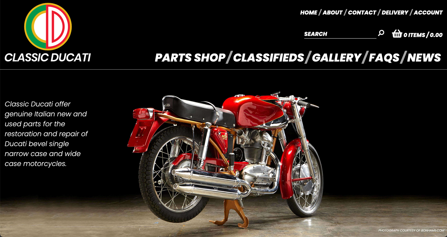 Classic Ducati website on desktop