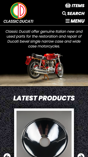 Classic Ducati website on mobile