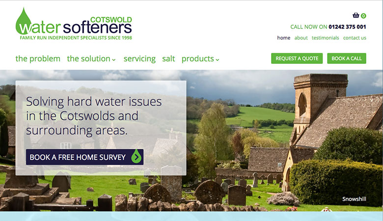 Cotswold Water Softeners website on desktop