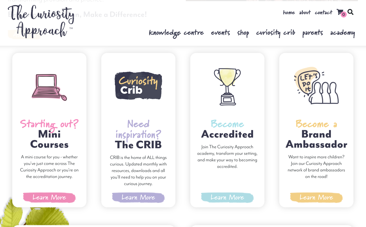 The Curiosity Approach website on desktop