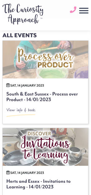 The Curiosity Approach website on mobile