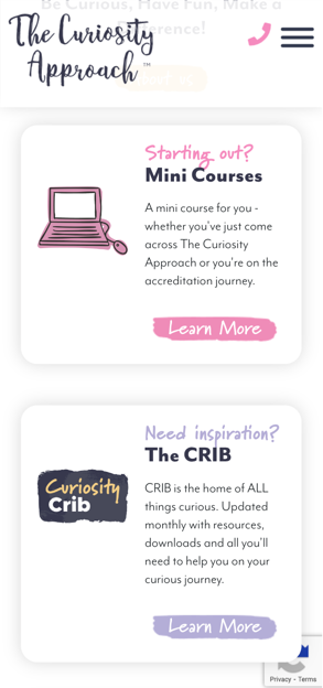 The Curiosity Approach website on mobile