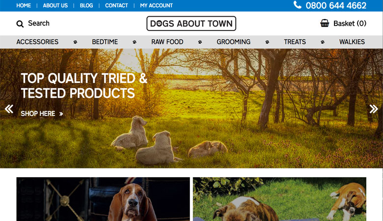 Dogs About Town website on desktop