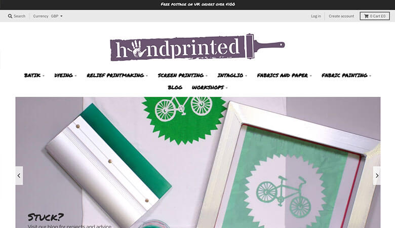 Handprinted website on desktop