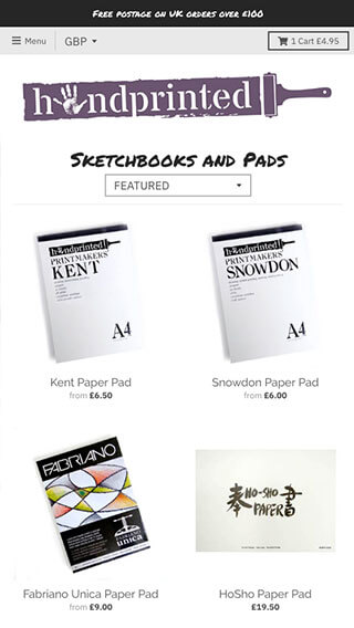 Handprinted website on mobile