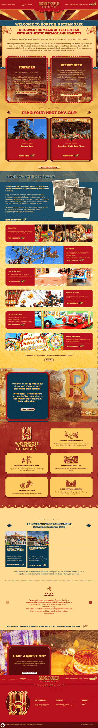 Horton's Steam Fair Full Website Design & Build