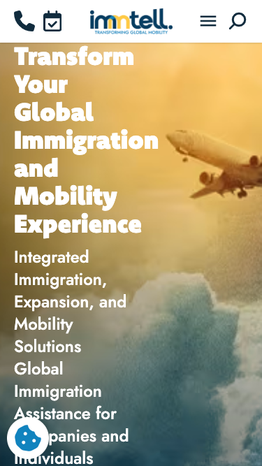 Immtel Immigration Services website on mobile
