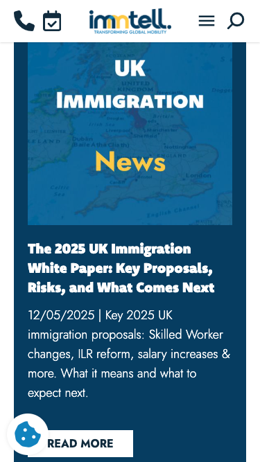 Immtel Immigration Services website on mobile