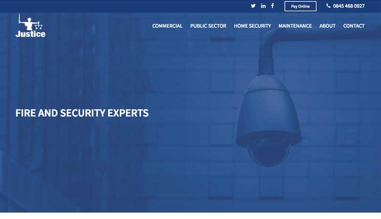 Justice Security website on desktop