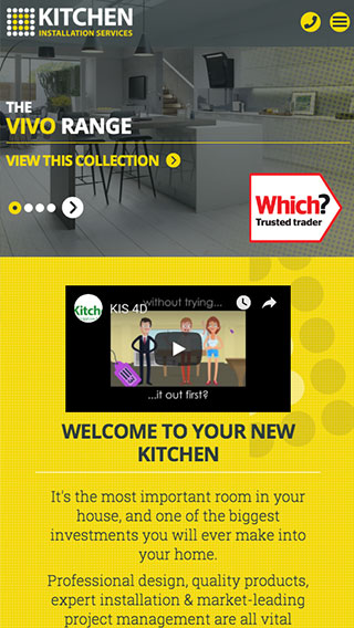 Kitchen Installation Services website on mobile