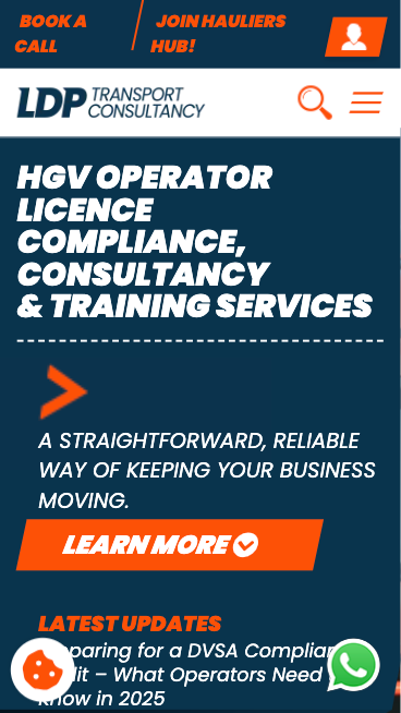 LDP Transport website on mobile