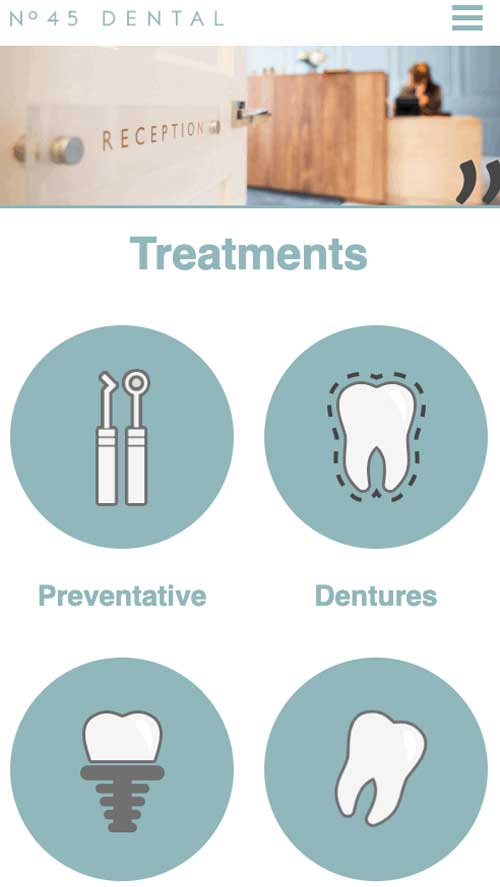 No.45 Dental website on mobile