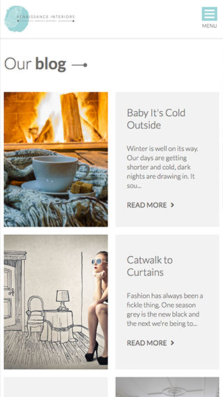 Renaissance Interiors website on mobile