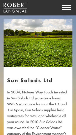 Robert Langmead website on mobile