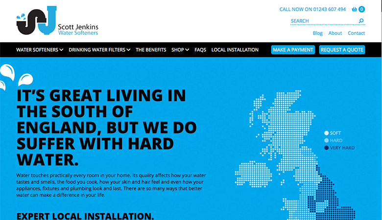 Scott Jenkins Water Softeners website on desktop