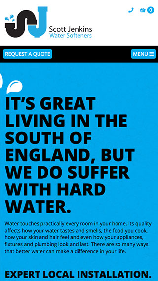 Scott Jenkins Water Softeners website on mobile