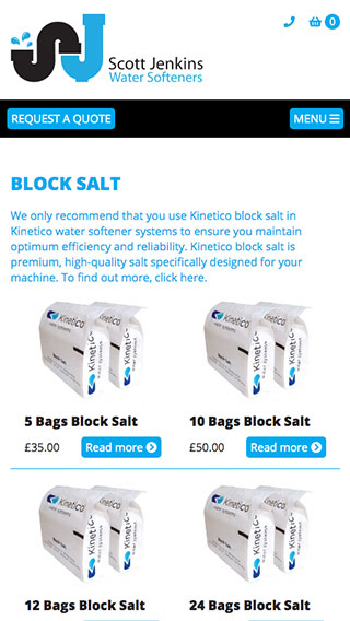 Scott Jenkins Water Softeners website on mobile