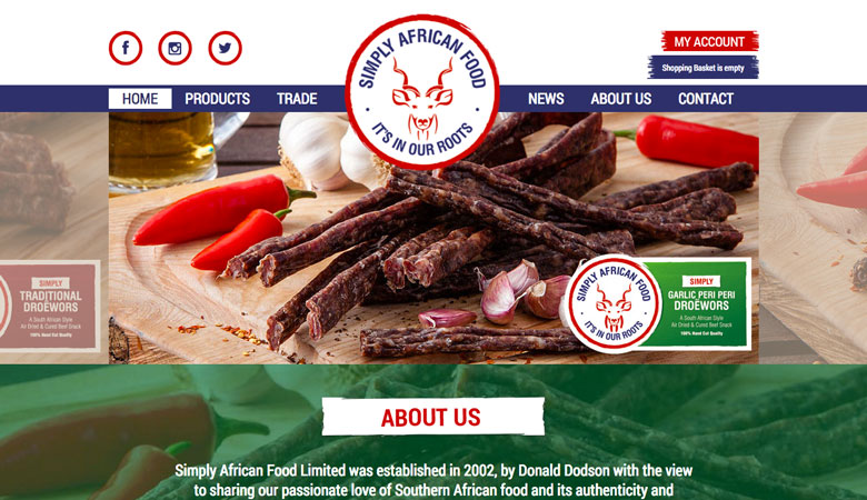 Simply African Food website on desktop