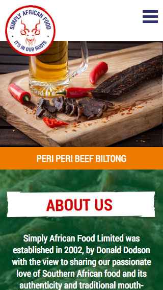 Simply African Food website on mobile
