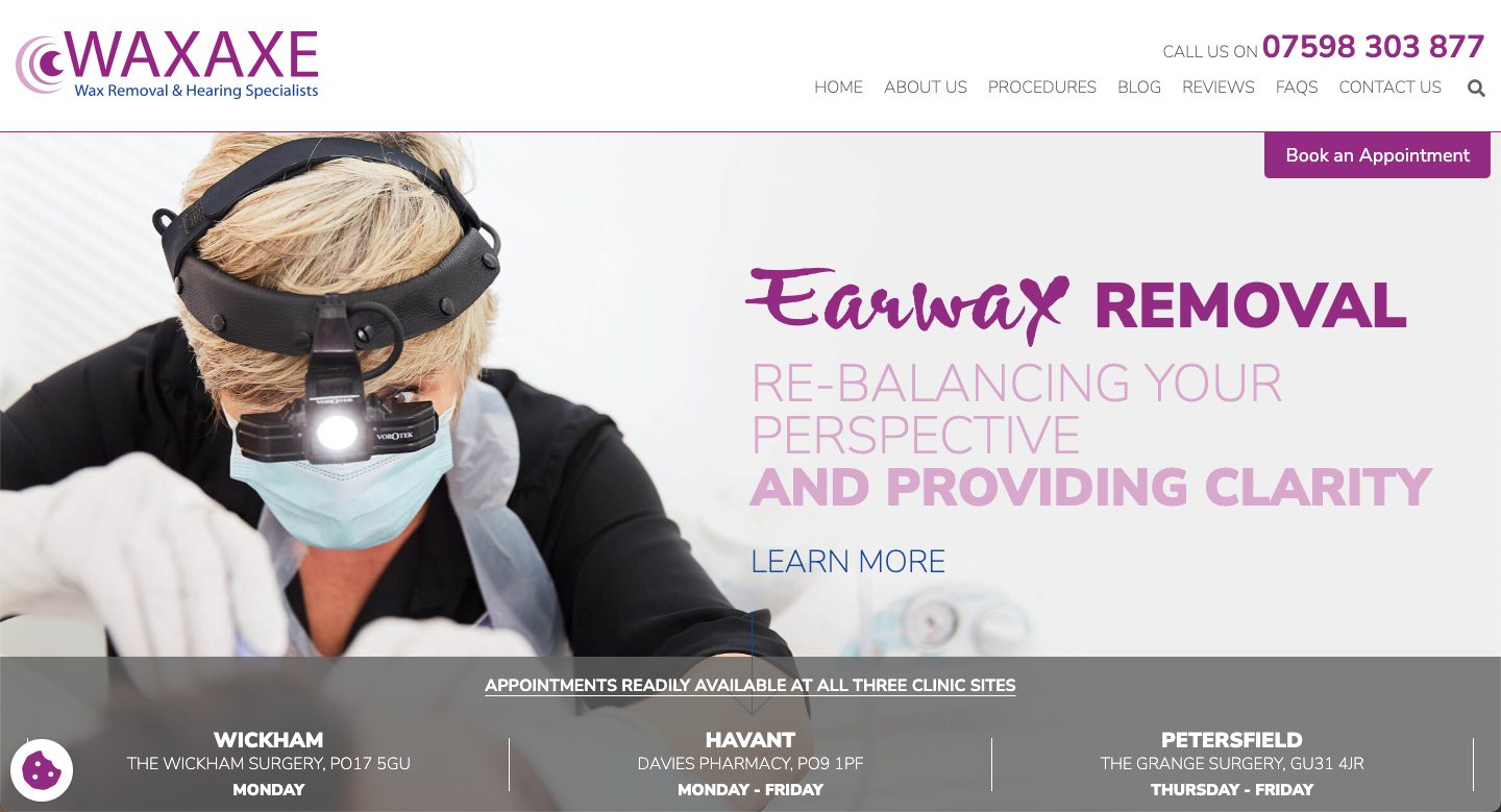 WaxAxe website on desktop