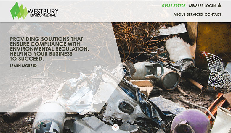 Westbury Environmental website on desktop