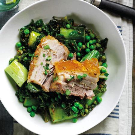 Picture of Slow Roasted Pork With Braised Leeks & Kale