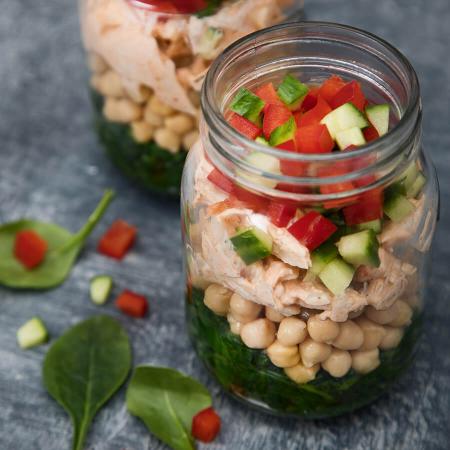 Picture of Layered Harissa Chicken Spinach & Chick Pea Jars