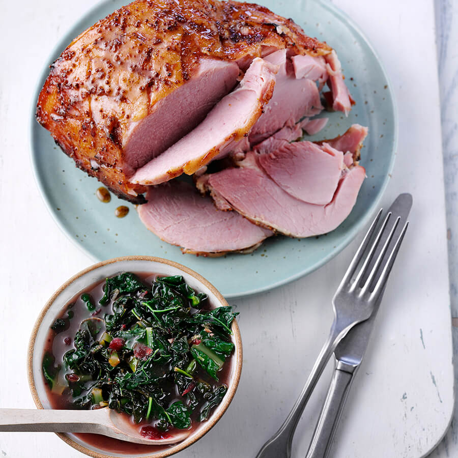 Picture of Spiced Gammon with Citrus Cavolo Nero Sauce