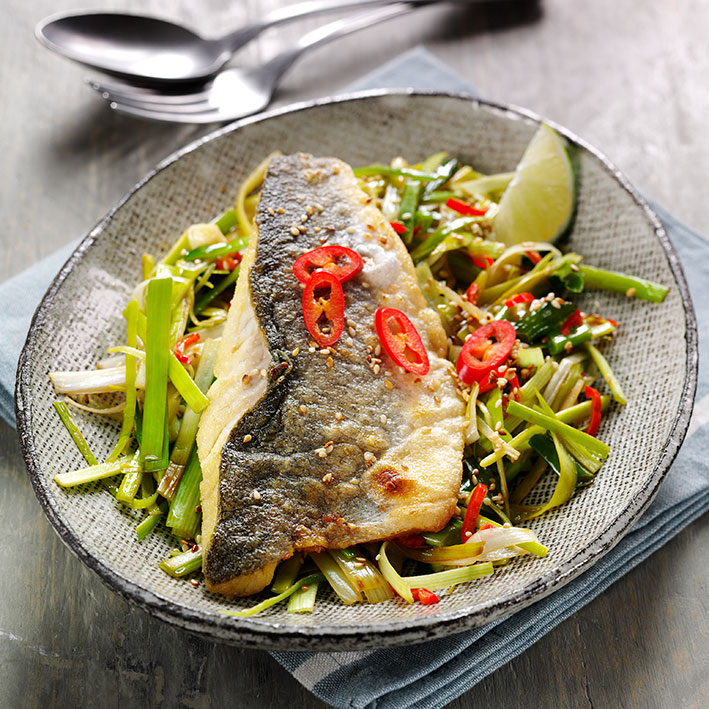 Picture of Grilled Seabass with Oriental Leeks