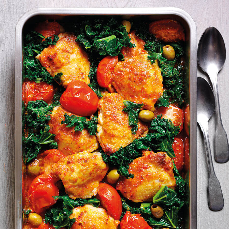 Baked Chicken With Kale Tomatoes Recipes