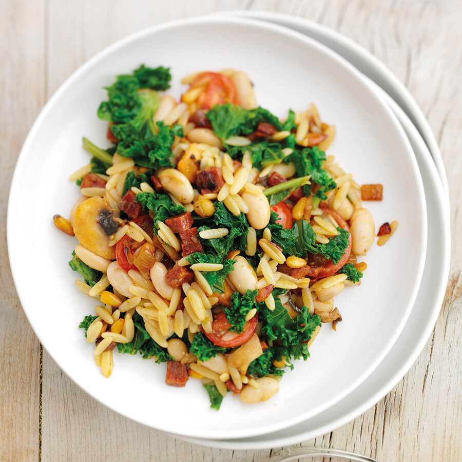 Orzo with Kale and Chorizo | Recipes