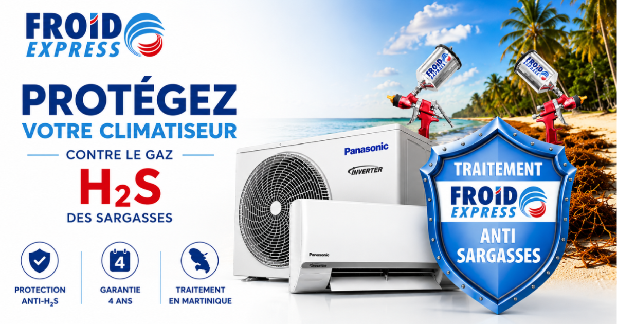 Traitement anti-sargasses pour climatiseur réalisé par Froid Express Martinique