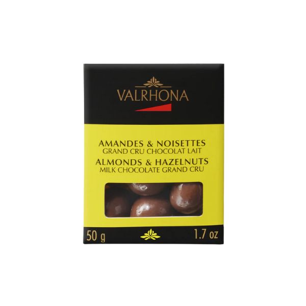 Amandes et noisettes enrobées de chocolat au lait (50g) - Valhrona