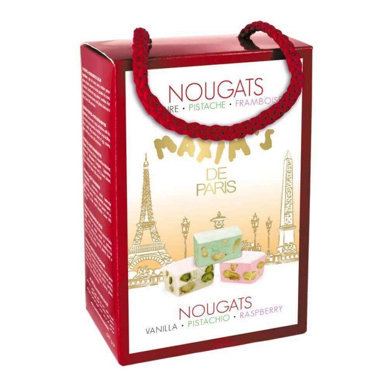 Ballotin 12 nougats nature, pistache et framboise