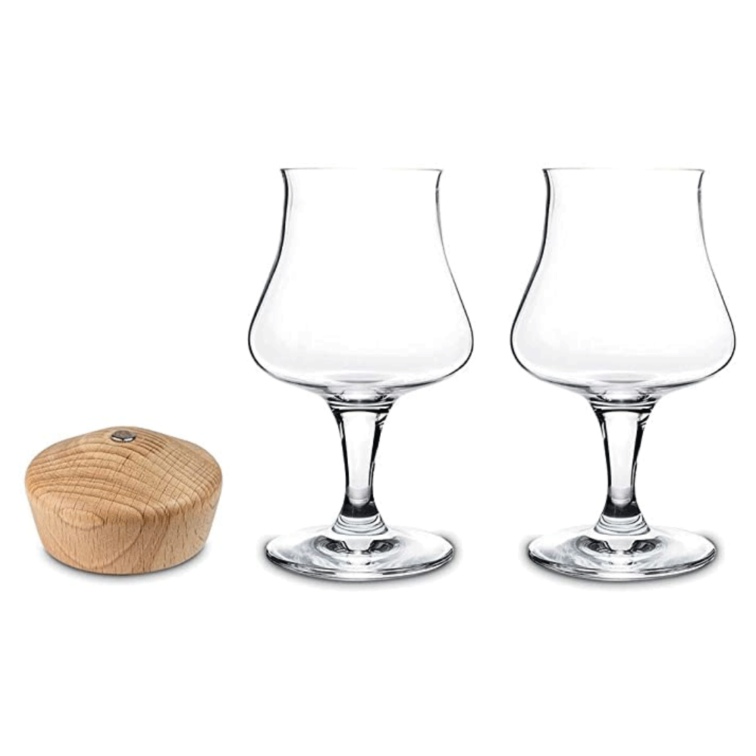 2 verres Epi degustation de biere et decapsuleur en bois
