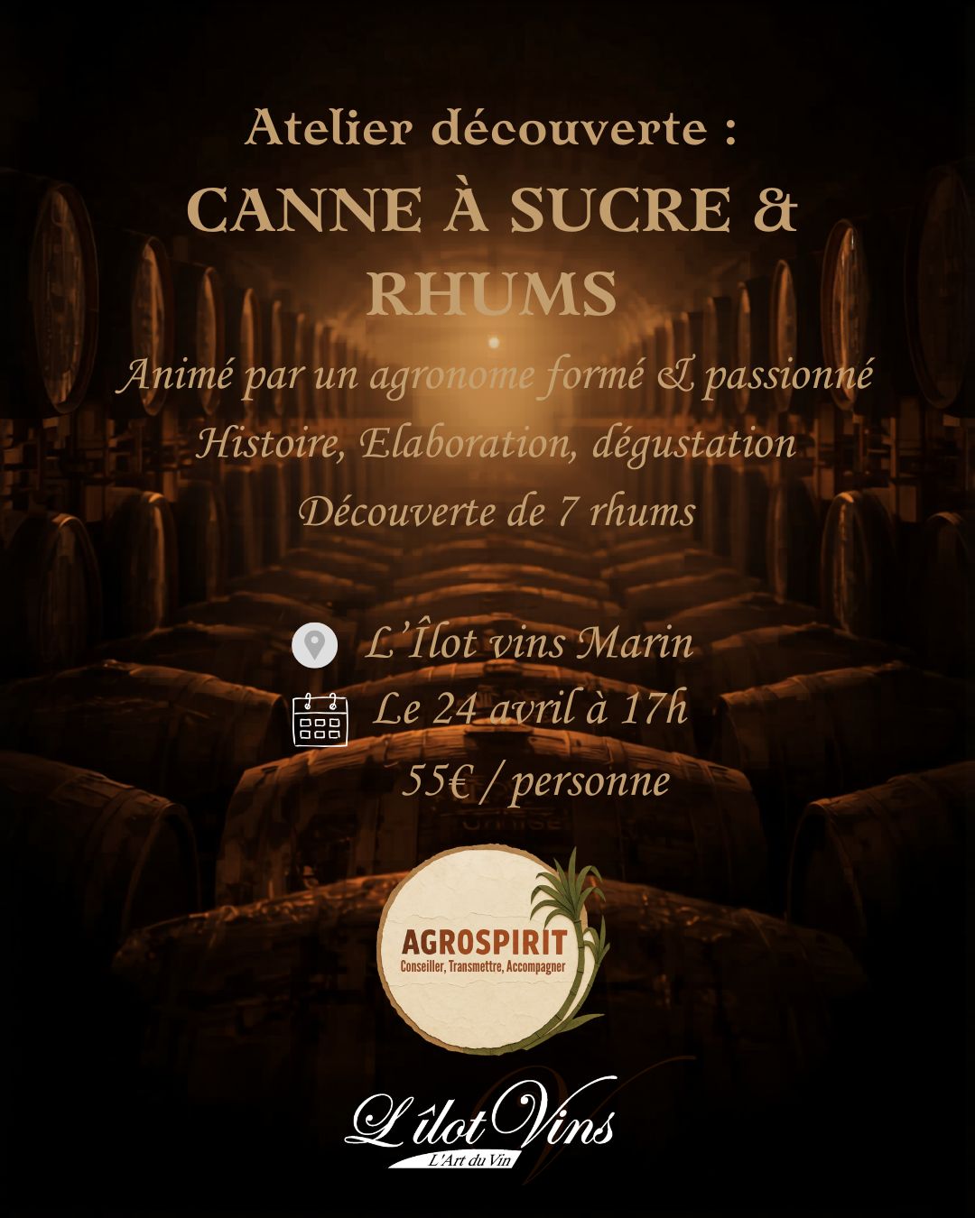 Atelier découverte canne à sucre et rhums - L'Îlot Vins Marin le 24 avril à 17h