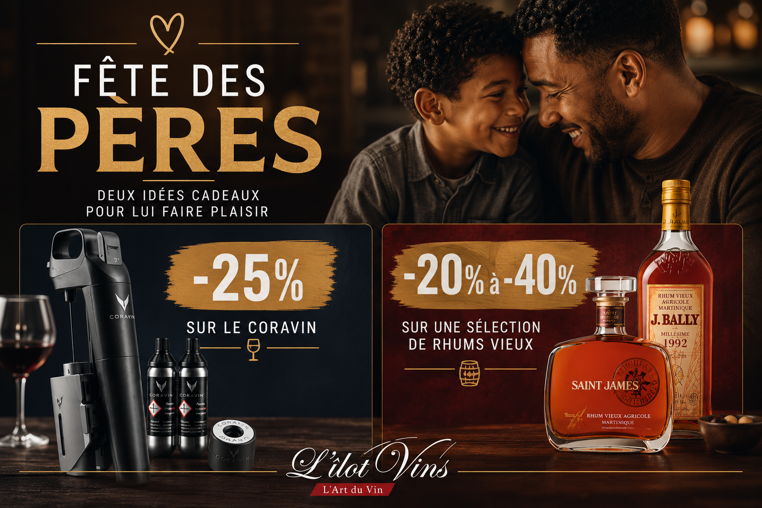 Idées cadeaux Fête des Pères 2026 chez L'îlot Vins Martinique