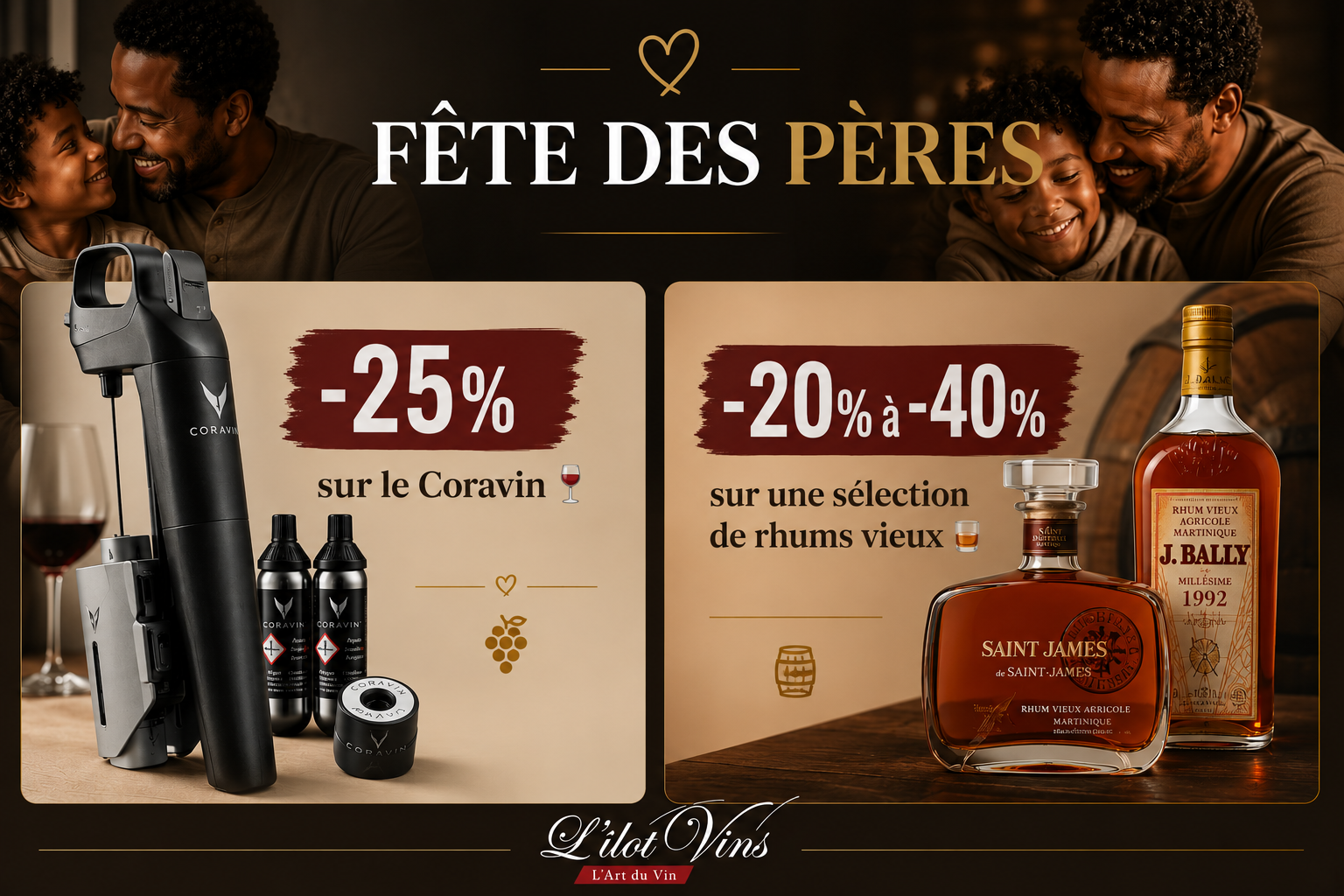 Idées cadeaux Fête des Pères 2026 chez L'îlot Vins Martinique
