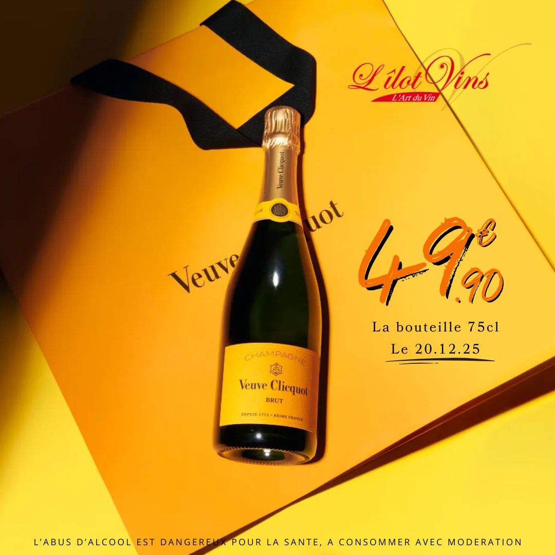 Offre Champagne Veuve Clicquot Brut 75cl à 49,90 € chez L’Îlot Vins