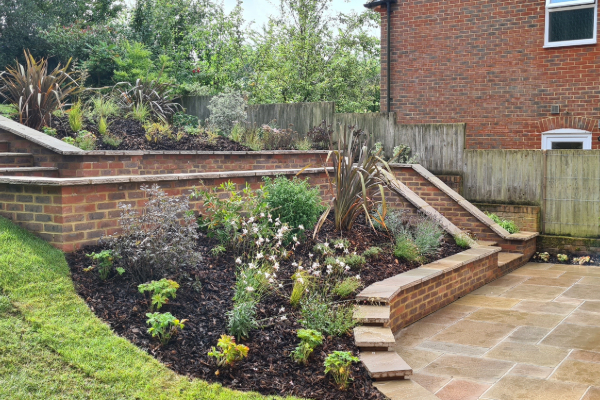Garden with bank terraced