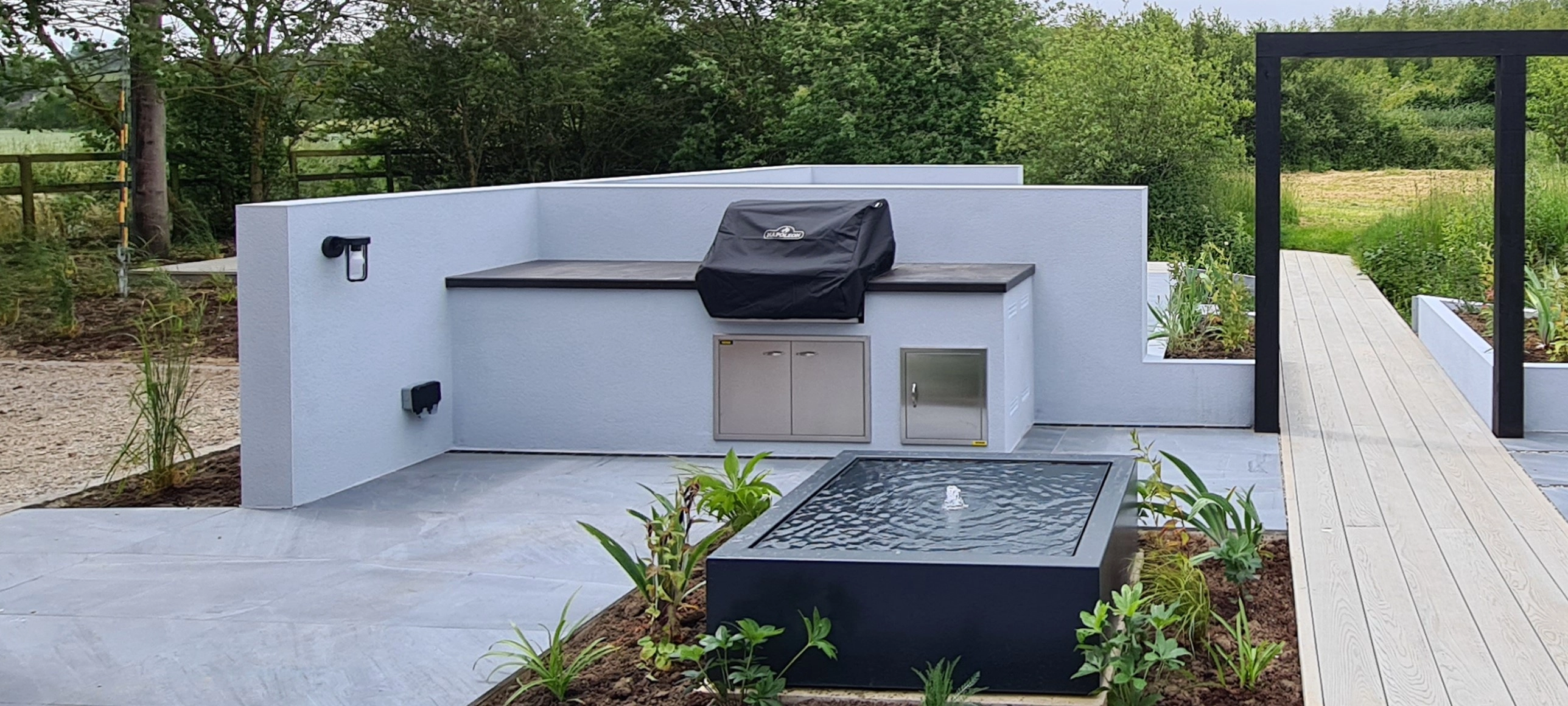 Outdoor kitchen in contemporary setting