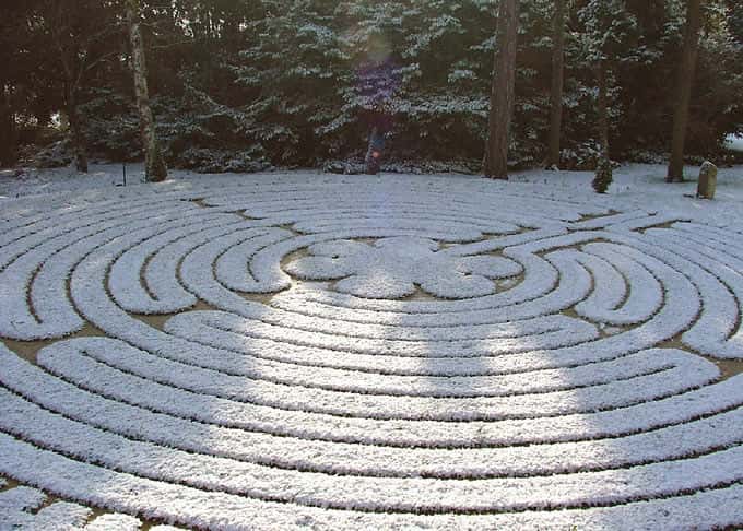 A dusting of snow picks out the labyrinth design to stunning effect