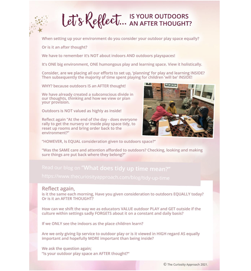 Reflection Doc: Is Outdoors An Afterthought