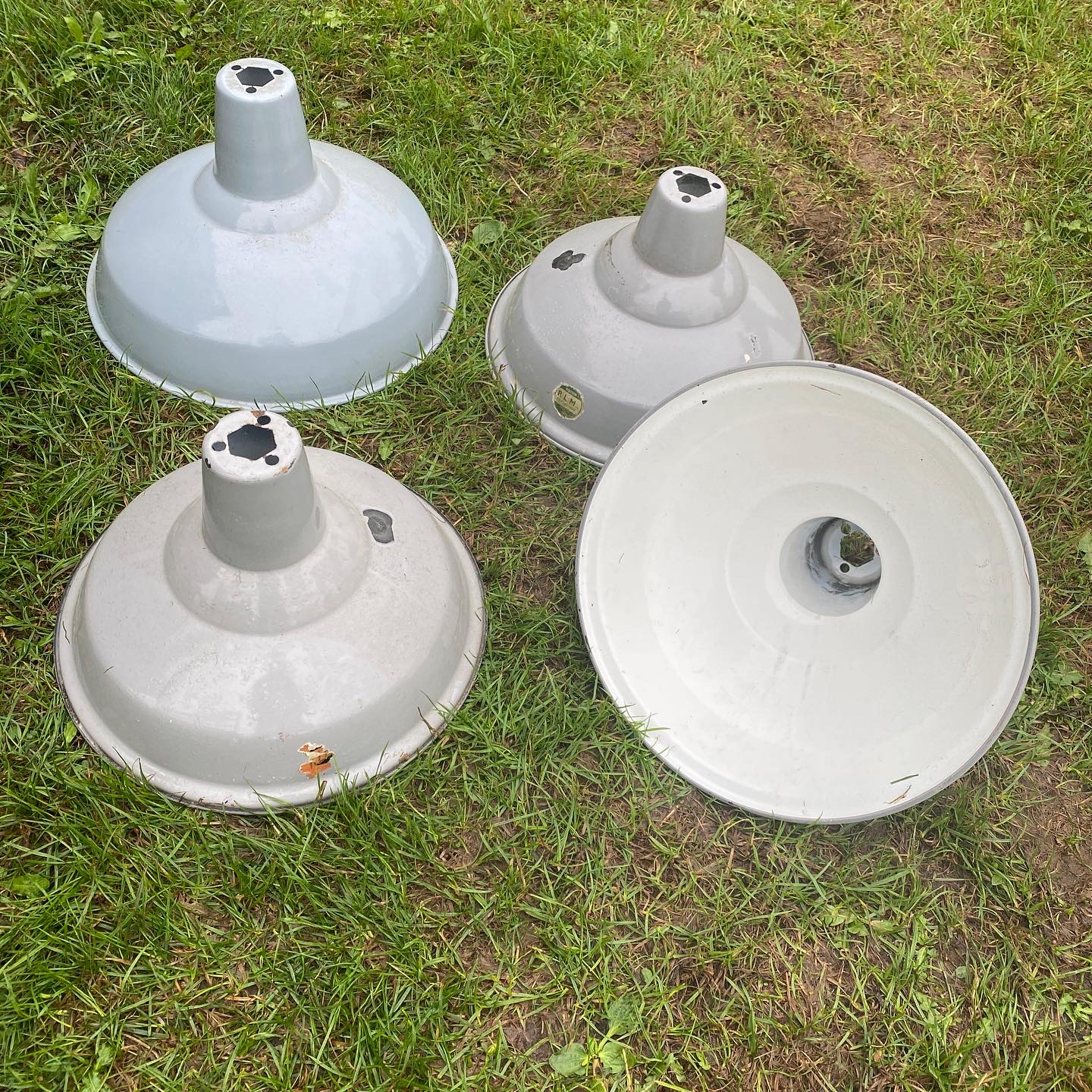 Grey  Enamel Factory lampshades