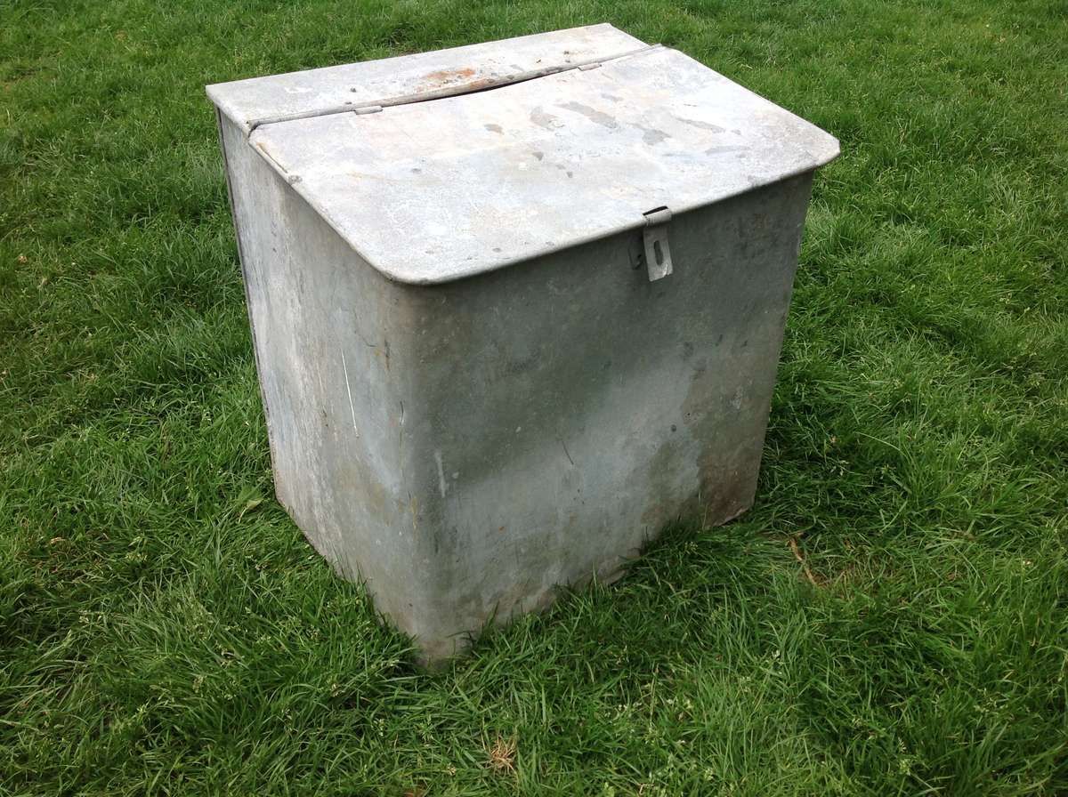 Vintage galvansied feed bin