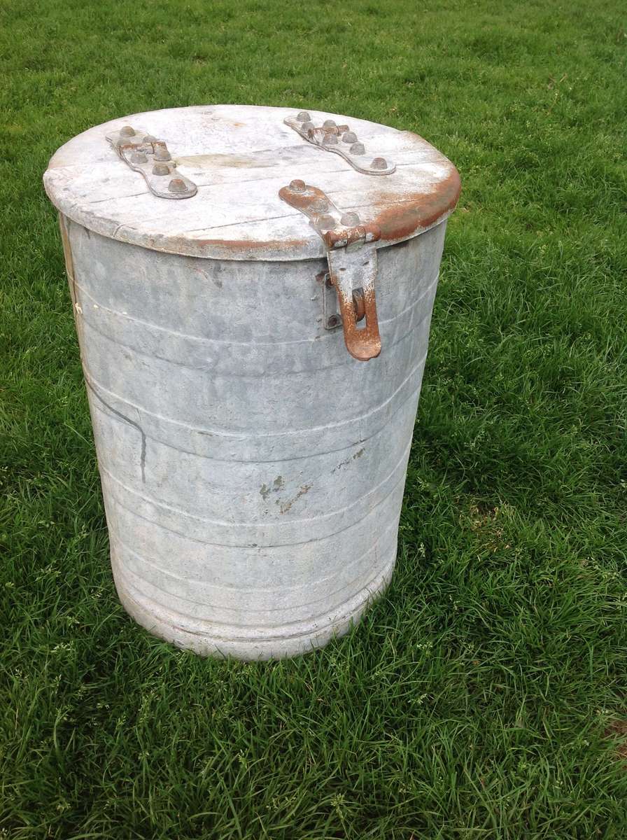 Vintage round galvansied feed bin