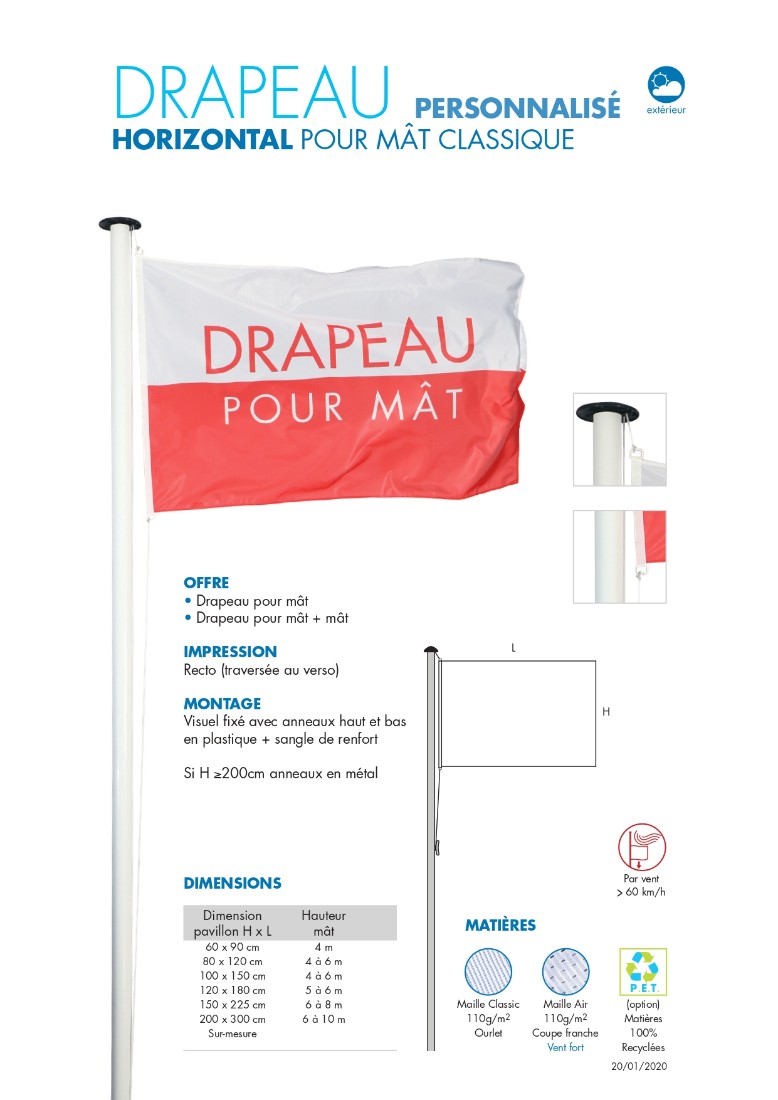 DRAPEAU PAVILLON TAILLE VARIABLE